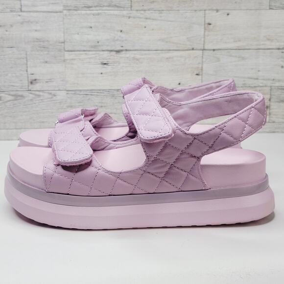 Bamboo 8M 2.5" Platform Chunky Heel Sandal Lavender Hook Loop Closure Fairycore - Picture 4 of 10